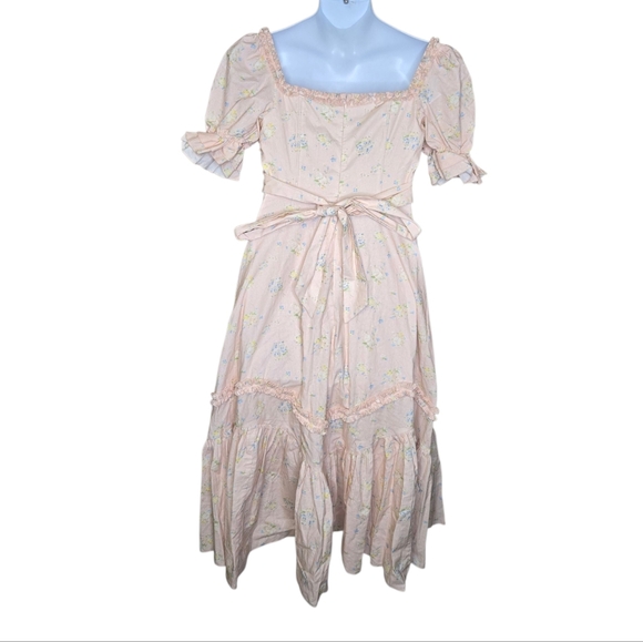 NEW Lacemade The Fairy of Pink Petals regency cottagecore floral maxi dress L - Picture 4 of 15